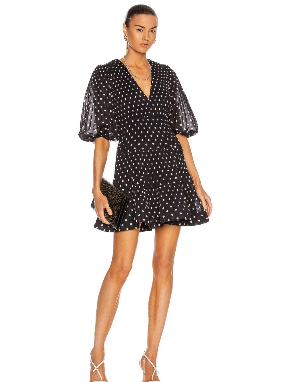 Zimmermann Black Dress with Polka Dots and Puff Sleeves